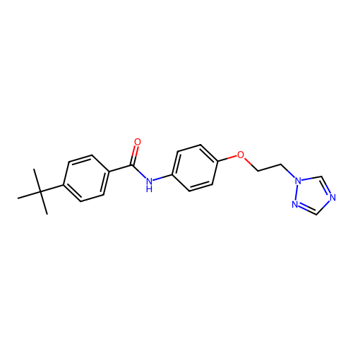 4-(tert-butyl)-N-{4-[2-(1H-1,2,4-triazol-1-yl)ethoxy]phenyl}benzenecarboxamide structure