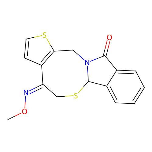 5H-thieno[2',3':5,6][1,3]thiazocino[2,3-a]isoindole-4,11(6aH,13H)-dione 4-(O-methyloxime) structure