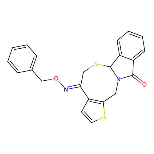 5H-thieno[2',3':5,6][1,3]thiazocino[2,3-a]isoindole-4,11(6aH,13H)-dione 4-(O-benzyloxime) structure