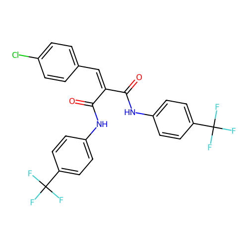 2-[(4-chlorophenyl)methylidene]-N,N'-bis[4-(trifluoromethyl)phenyl]propanediamide structure
