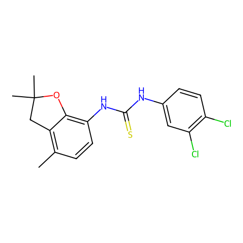 N-(3,4-dichlorophenyl)-N'-(2,2,4-trimethyl-2,3-dihydro-1-benzofuran-7-yl)thiourea structure