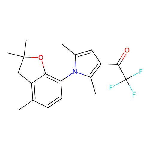 1-[2,5-dimethyl-1-(2,2,4-trimethyl-2,3-dihydro-1-benzofuran-7-yl)-1H-pyrrol-3-yl]-2,2,2-trifluoro-1-ethanone structure