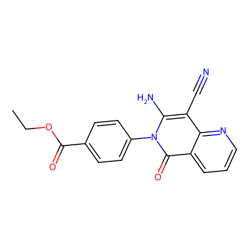 ethyl 4-[7-amino-8-cyano-5-oxo[1,6]naphthyridin-6(5H)-yl]benzenecarboxylate structure