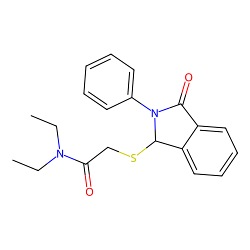 N,N-diethyl-2-[(3-oxo-2-phenyl-2,3-dihydro-1H-isoindol-1-yl)sulfanyl]acetamide structure