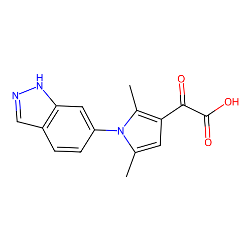2-[1-(1H-indazol-6-yl)-2,5-dimethyl-1H-pyrrol-3-yl]-2-oxoacetic acid structure