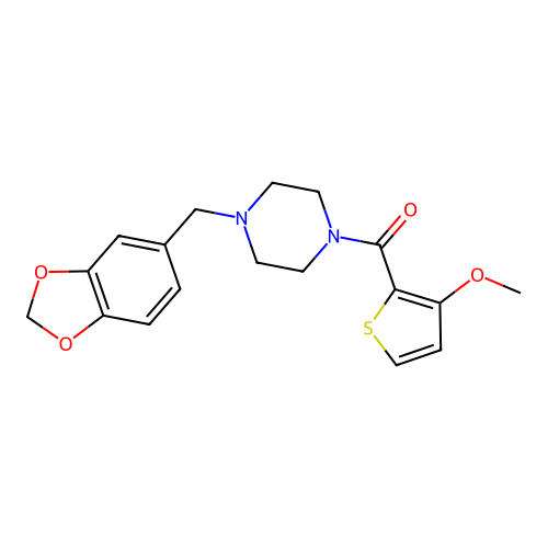 [4-(1,3-Benzodioxol-5-ylmethyl)piperazino](3-methoxy-2-thienyl)methanone structure