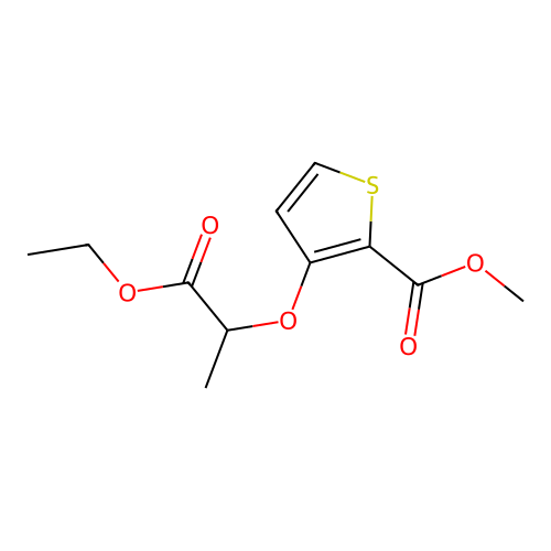 Methyl 3-(2-ethoxy-1-methyl-2-oxoethoxy)-2-thiophenecarboxylate structure
