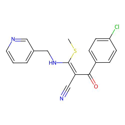 (Z)-2-(4-chlorobenzoyl)-3-(methylsulfanyl)-3-[(3-pyridinylmethyl)amino]-2-propenenitrile structure