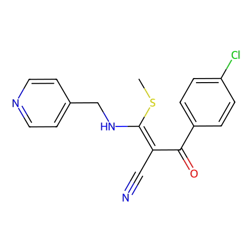 (Z)-2-(4-chlorobenzoyl)-3-(methylsulfanyl)-3-[(4-pyridinylmethyl)amino]-2-propenenitrile structure
