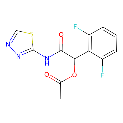 1-(2,6-Difluorophenyl)-2-oxo-2-(1,3,4-thiadiazol-2-ylamino)ethyl acetate structure