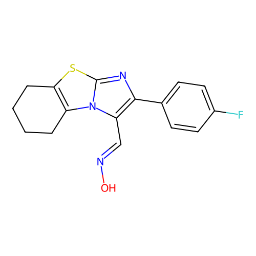 2-(4-fluorophenyl)-5,6,7,8-tetrahydroimidazo[2,1-b][1,3]benzothiazole-3-carbaldehyde oxime structure