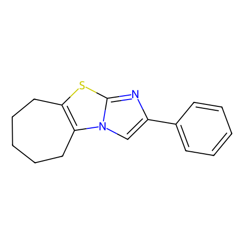 2-phenyl-6,7,8,9-tetrahydro-5H-cyclohepta[d]imidazo[2,1-b][1,3]thiazole structure
