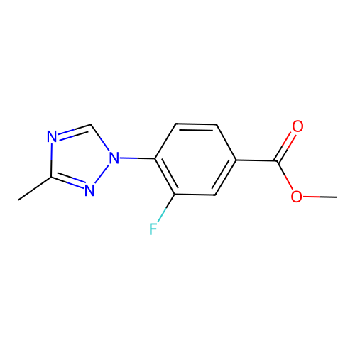methyl 3-fluoro-4-(3-methyl-1H-1,2,4-triazol-1-yl)benzenecarboxylate structure
