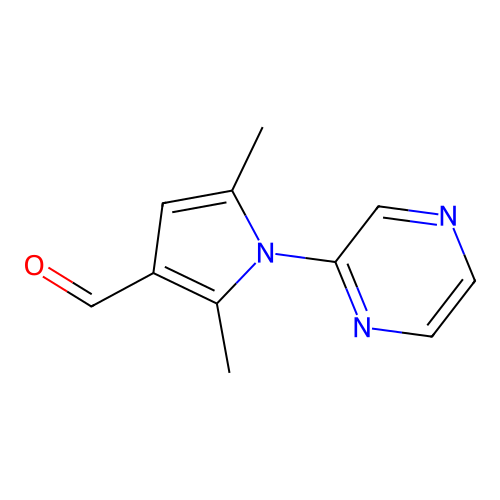 2,5-dimethyl-1-(2-pyrazinyl)-1H-pyrrole-3-carbaldehyde structure