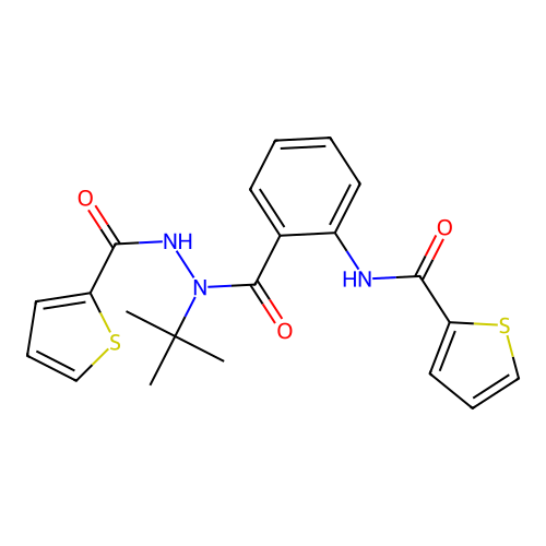 N-(2-{[1-(tert-butyl)-2-(2-thienylcarbonyl)hydrazino]carbonyl}phenyl)-2-thiophenecarboxamide structure