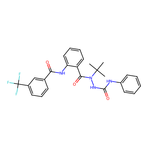2-(tert-butyl)-N-phenyl-2-(2-{[3-(trifluoromethyl)benzoyl]amino}benzoyl)-1-hydrazinecarboxamide structure