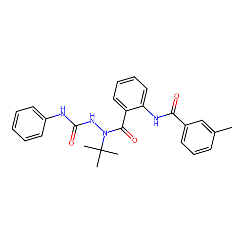 N-tert-butyl-2-(3-methylbenzamido)-N-[(phenylcarbamoyl)amino]benzamide structure