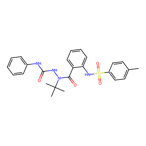 2-(tert-butyl)-2-(2-{[(4-methylphenyl)sulfonyl]amino}benzoyl)-N-phenyl-1-hydrazinecarboxamide structure