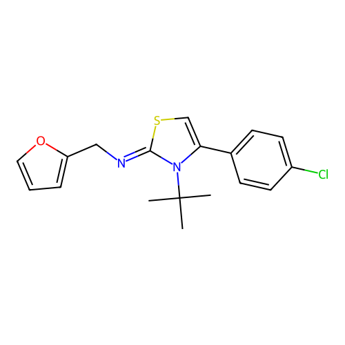 N-[3-(tert-butyl)-4-(4-chlorophenyl)-1,3-thiazol-2(3H)-yliden](2-furyl)methanamine structure