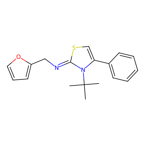 N-[3-(tert-butyl)-4-phenyl-1,3-thiazol-2(3H)-yliden](2-furyl)methanamine structure
