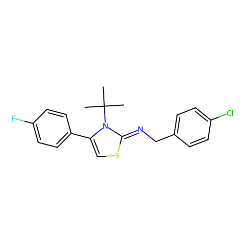 N-[3-(tert-butyl)-4-(4-fluorophenyl)-1,3-thiazol-2(3H)-yliden](4-chlorophenyl)methanamine structure