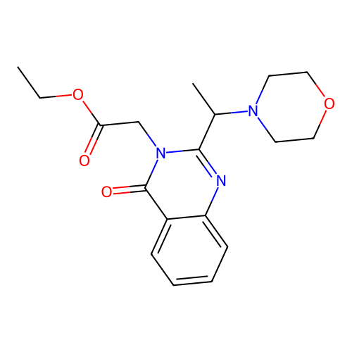 ethyl 2-[2-(1-morpholinoethyl)-4-oxo-3(4H)-quinazolinyl]acetate structure