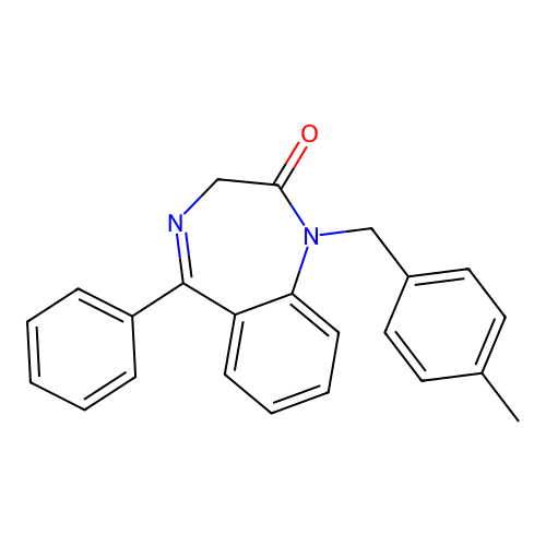 1-(4-methylbenzyl)-5-phenyl-1,3-dihydro-2H-1,4-benzodiazepin-2-one structure