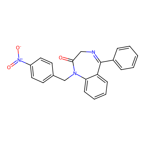 1-[(4-nitrophenyl)methyl]-5-phenyl-3H-1,4-benzodiazepin-2-one structure