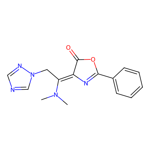 4-[1-(Dimethylamino)-2-(1,2,4-triazol-1-yl)ethylidene]-2-phenyl-1,3-oxazol-5-one structure