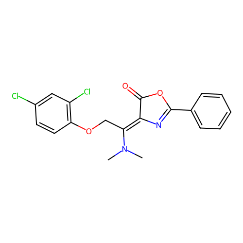 4-[(Z)-2-(2,4-dichlorophenoxy)-1-(dimethylamino)ethylidene]-2-phenyl-1,3-oxazol-5-one structure