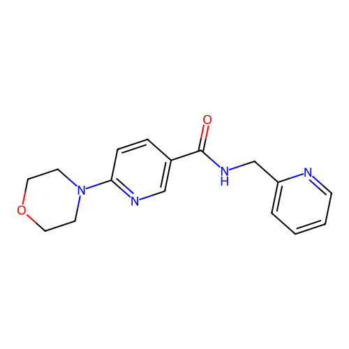 6-morpholino-N-(2-pyridinylmethyl)nicotinamide structure