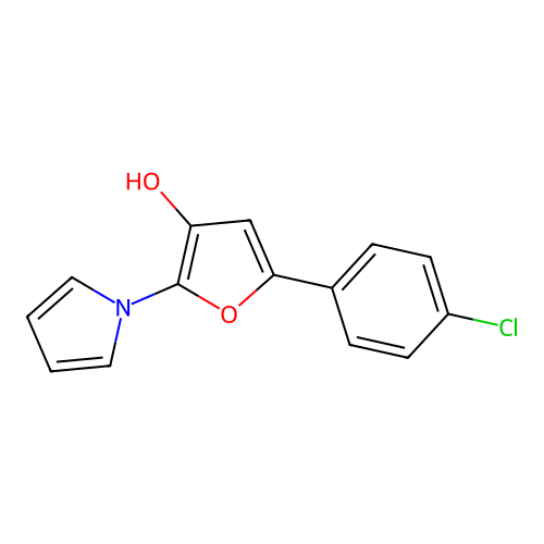 5-(4-chlorophenyl)-2-(1H-pyrrol-1-yl)-3-furanol structure