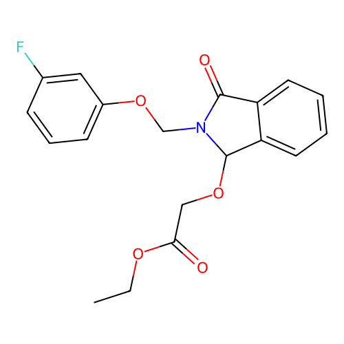 ethyl 2-({2-[(3-fluorophenoxy)methyl]-3-oxo-2,3-dihydro-1H-isoindol-1-yl}oxy)acetate structure