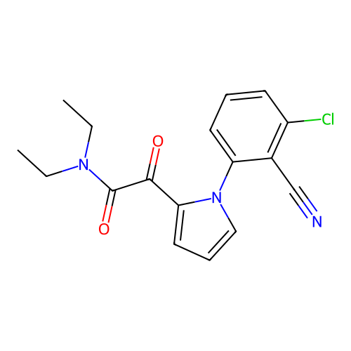2-[1-(3-chloro-2-cyanophenyl)-1H-pyrrol-2-yl]-N,N-diethyl-2-oxoacetamide structure