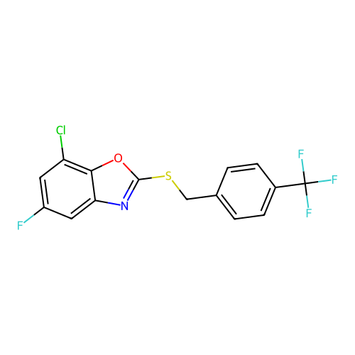 7-Chloro-5-fluoro-2-{[4-(trifluoromethyl)benzyl]sulfanyl}-1,3-benzoxazole structure