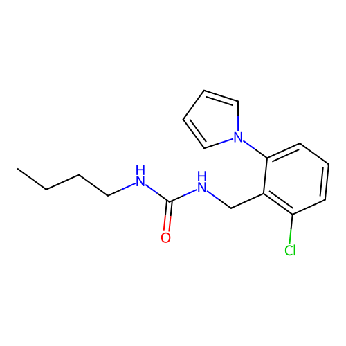 N-butyl-N'-[2-chloro-6-(1H-pyrrol-1-yl)benzyl]urea structure