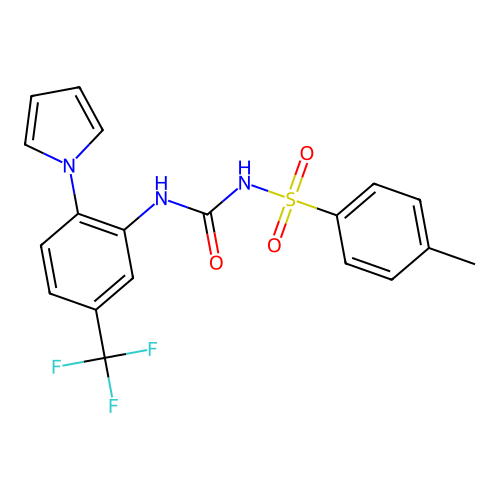 1-(4-methylbenzenesulfonyl)-3-[2-(1H-pyrrol-1-yl)-5-(trifluoromethyl)phenyl]urea structure