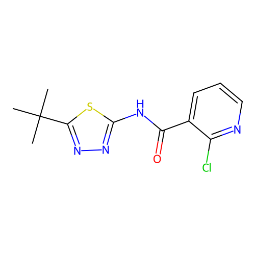 N-(5-tert-butyl-1,3,4-thiadiazol-2-yl)-2-chloropyridine-3-carboxamide structure