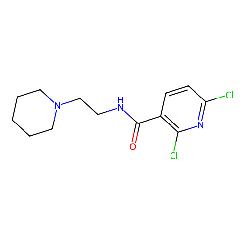 2,6-dichloro-N-(2-piperidinoethyl)nicotinamide structure