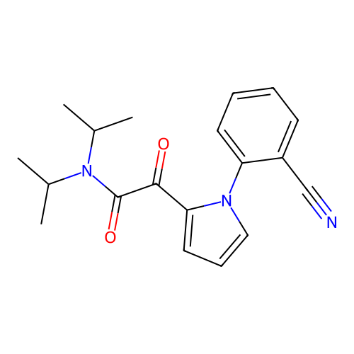 2-[1-(2-cyanophenyl)-1H-pyrrol-2-yl]-N,N-diisopropyl-2-oxoacetamide structure