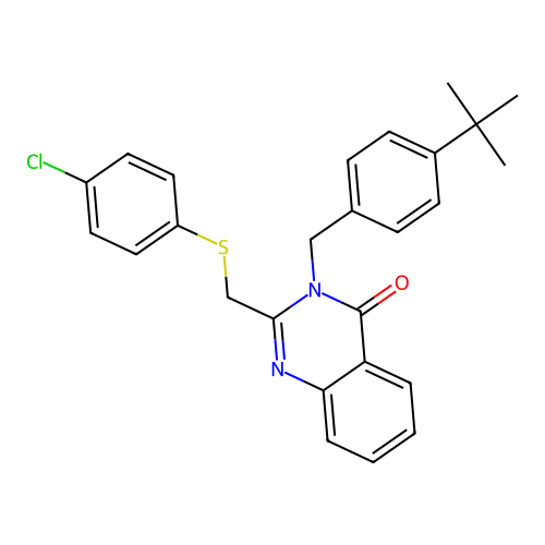 3-[4-(tert-butyl)benzyl]-2-{[(4-chlorophenyl)sulfanyl]methyl}-4(3H)-quinazolinone structure