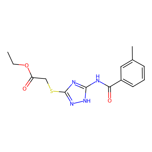ethyl 2-({3-[(3-methylbenzoyl)amino]-1H-1,2,4-triazol-5-yl}sulfanyl)acetate structure