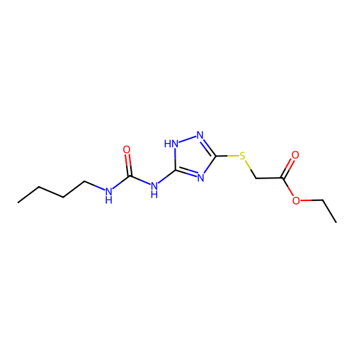 ethyl 2-[(3-{[(butylamino)carbonyl]amino}-1H-1,2,4-triazol-5-yl)sulfanyl]acetate structure