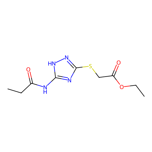 ethyl 2-{[3-(propionylamino)-1H-1,2,4-triazol-5-yl]sulfanyl}acetate structure