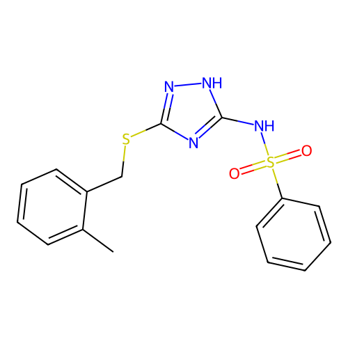 N-{5-[(2-methylbenzyl)sulfanyl]-1H-1,2,4-triazol-3-yl}benzenesulfonamide structure