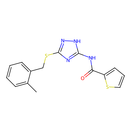 N-{5-[(2-methylbenzyl)sulfanyl]-1H-1,2,4-triazol-3-yl}-2-thiophenecarboxamide structure