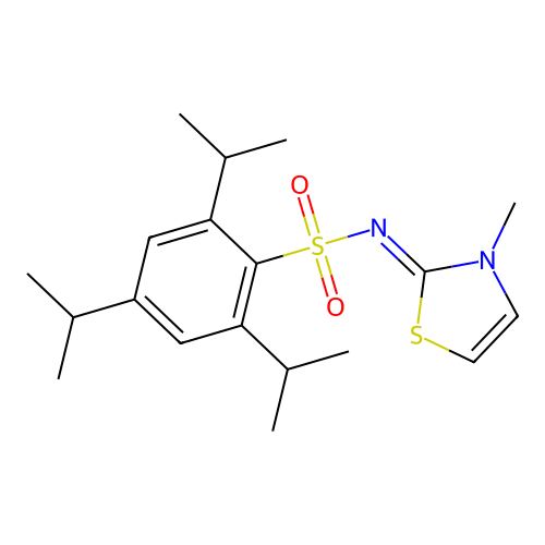 2,4,6-triisopropyl-N-[3-methyl-1,3-thiazol-2(3H)-yliden]benzenesulfonamide structure