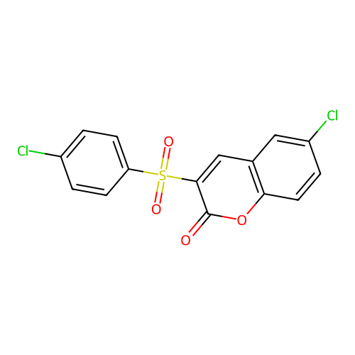 6-chloro-3-[(4-chlorophenyl)sulfonyl]-2H-chromen-2-one structure