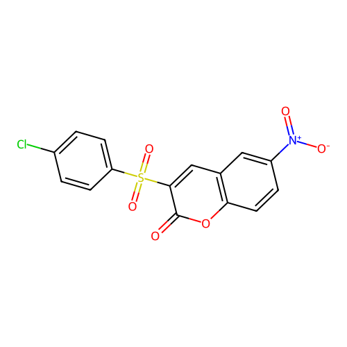 3-[(4-chlorophenyl)sulfonyl]-6-nitro-2H-chromen-2-one structure