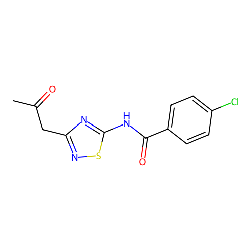 4-chloro-N-[3-(2-oxopropyl)-1,2,4-thiadiazol-5-yl]benzamide structure